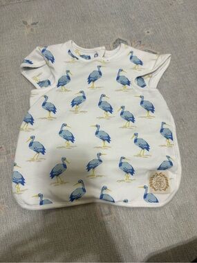 TBBC White Blue Pelican Print Bib